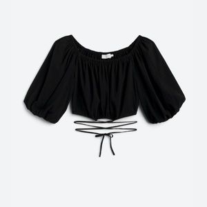 Balboa Off Shoulder Balloon Sleeve Crop Top